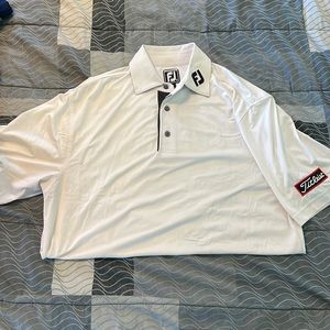 Mens White FootJoy & Titleist Golf Polo